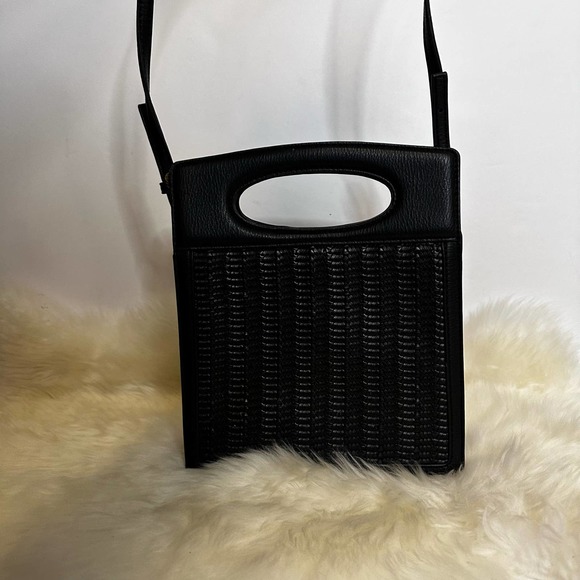 Anthropologie Black Woven Purse with adjustable crossbody/shoulder strap - Picture 7 of 7